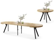 Mazzoni VITO Artisan Tölgy/fekete lábak - LOFT/IPARI STÍLUSÚ 310 cm-re BŐVÍTHETŐ NAGY KEREK ASZTAL Ø110 Y LÁBAKKAL