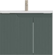 Piramida EURIDIKA fali fürdőszobabútor - műmárvány mosdóval -2 ajtós - PINO ZÖLD - 65 x 48 x 53 cm