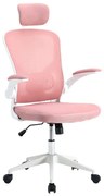 Ergonomikus irodai szék deréktámasszal, fejtámlával, rózsaszín