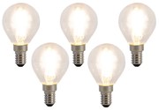 5 darabos E14 LED Filament izzókészlet P45 4W 470 lm 2700K