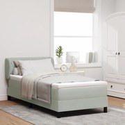 Boxspring Ágy Matrac Könnyű Szürke 90x190 cm Bársonyos