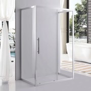Stuxi Nizza 100x70 falsíkra szerelhető 3 oldalú tolóajtós zuhanykabin 6 mm vízlepergető biztonsági üveggel, króm elemekkel, 200 cm magas