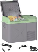 Outsunny 24,2 Literes Kompresszor Hűtő Elektromos Hűtő LED ECO Módú Hűtési Funkcióval, Néma Fagyasztó, Hődoboz, Mini Hűtő 12/220 Volt Autó Csatlakozóh