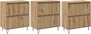 vidaXL Oldalszekrények 3 pcs kézműves tölgy 180 x 35 x 70 cm Faanyag