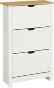 HOMCOM Modern Cipőtartó Előszoba Cipőszekrény 18 Pár Cipőhöz Dönthető Fiókokkal és Állítható Polcokkal Szűk Cipőtartó Előszobába 72x26x112 cm Fehér |