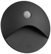 Kanlux 39125 - EXIN LED lépcsőlámpa mozgásérzékelővel, 2,5W/230V, 3000K, IP65, antracit, kerek