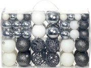 vidaXL 100 darabos fehér/szürke karácsonyi gömb készlet 3/4/6 cm