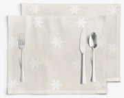 Goldea natura 2 darabos reggeliző alátét - hópelyhek természetes alapon 30 x 40 cm