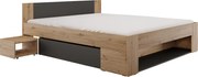 Ágy tárhellyel, 180x200, artisan tölgy/antracit, UNIS