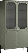 Sonatia vitrines szekrény 100 cm négyajtós - olívazöld