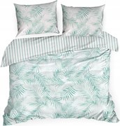 Szatén ágyneműhuzat 220x200 Levelek Zöld/menta