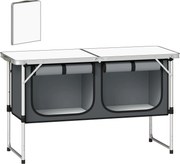 Outsunny összecsukható kemping konyhaasztal Oxford szövet szekrénnyel, alumínium váz — 120 x 47 x 70 cm, ezüst | Aosom