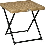 Outsunny Összecsukható Oldaltábla Poli Rattan Kávézóasztal Előtálca Balkon Asztal Patio Asztal Kávézóasztal Kerti Bútor Rattan Asztal Kert Terasz Balk