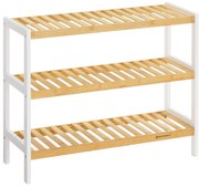 Cipőtartó, 3 szintes bambusz polc, tároló polc 70 x 26 x 55 cm