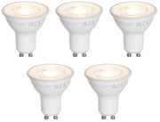 5 darabos GU10 50 mm-es LED izzókészlet, átlátszó, 7,5 W, 800 lm, 3000 K