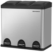 Szelektív hulladékgyűjtő 54l, pedálos szemetes 3 részes