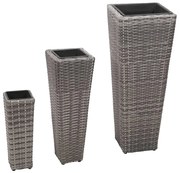 3 db szürke polyrattan kerti magaságyás