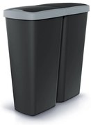 Szemeteskuka DUO fekete, 50 l, szürke / fekete