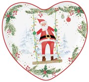 Joyful Santa karácsonyi Porcelán szív alakú kínáló tálca