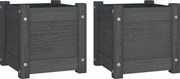 vidaXL 2 db szürke tömör fenyőfa kerti virágtartó 31 x 31 x 31 cm