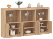 sonoma tölgy színű tálalószekrény LED-ekkel 181,5 x 37 x 100 cm