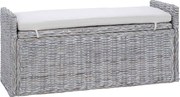 vidaXL Tárolópad párnával Fehér Mosás 110 x 40 x 50 cm Rattan