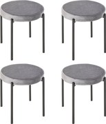 HOMCOM 4 db-os Összeilleszthető Étkezőszék Konyhai Stóllal Párnázott Üléssel, Velvet Hatású, Fém Sötétszürke 41,5 x 41,5 x 46 cm | Aosom