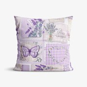 Goldea pamut párnahuzat - patchwork levandula és pillangó mintás 30 x 50 cm