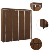 barna ruhásszekrény 4 tárolórekesszel 175 x 45 x 170 cm