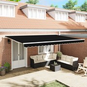 Kézi Behúzható Napellenző Fekete 500x300 cm