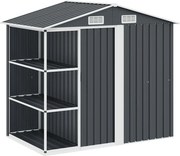 vidaXL antracitszürke vas kerti fészer állvánnyal 205 x 130 x 183 cm