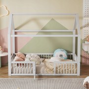 Egyszemélyes ágy Gyerekágy Faházikó 90 x 200cm fehér