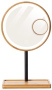 Lanaform - Fényerőszabályozós, LED-es kozmetikai tükör, 5V USB, bambusz