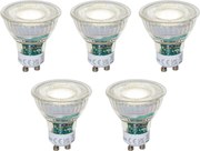 5 darabos GU10 50 mm-es dimmelhető LED izzókészlet, átlátszó, 2,5 W, 450 lm, 4000 K