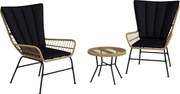 Outsunny 3 Részes Rattan Ülőgarnitúra, Kerti Szett, Teraszbútor Szett 2 Székkel, Oldalasztallal Edzett Üvegtetővel, Párnákkal, Erkélyre, Teraszra, Ter