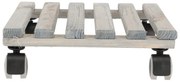 Szürke fa gurulós alátét virágcserép alá, 29 x 29 cm - Esschert Design