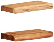 2 darab tömör akácfa fali polc 30 x 20 x 3,5 cm
