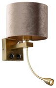 Fali lámpa bronz színű, taupe bársony árnyékkal 18 cm - Brescia Combi