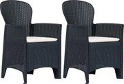 vidaXL 2 db antracit rattan hatású műanyag kerti szék párnával