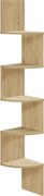 Fali sarokpolc ESTANTE, 5 polccal dub artisan dekorációban, 126x20cm