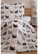 Renforcé pamut ágynemű PATTERNED CATS bézs Ágyneműhuzat mérete: 2 db 70 x 90 cm | 200 x 220 cm