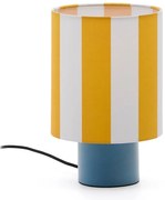 Sárga-kék asztali lámpa textil búrával (magasság 25 cm) Ciral – Kave Home
