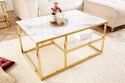 Design dohányzóasztal Latrisha 90 cm fehér-arany - márvány utánzata - raktáron