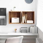 Fali Szekrény polcokkal 2 pcs Régi fa 37 x 37 x 37 cm Faanyag