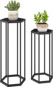 Outsunny 2 db hatszögletű fém virágtartó, 75/60 cm — fekete | Aosom
