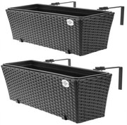 Casaria® Polyrattan virágtartó fekete 2 darabos