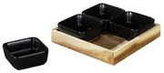4 db fekete kerámia szervírozó tál tálcával Elo - Wenko