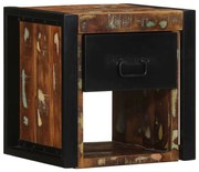 többszínű tömör újrahasznosított fa éjjeliszekrény 40x35x40 cm