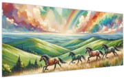 Kép – Vágtázó lovak a tájban (120x50 cm)