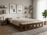 Naomi magasított ágy 140x200 cm, tölgyfa Ágyrács: Léces ágyrács, Matrac: Sommera 18 cm matrac